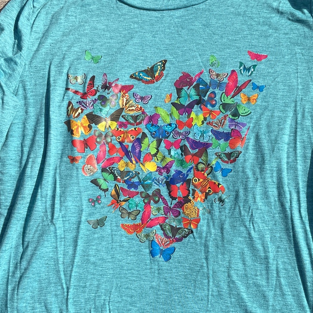 Colorful Butterfly Print Long Sleeve Shirt - Picture 2 of 7